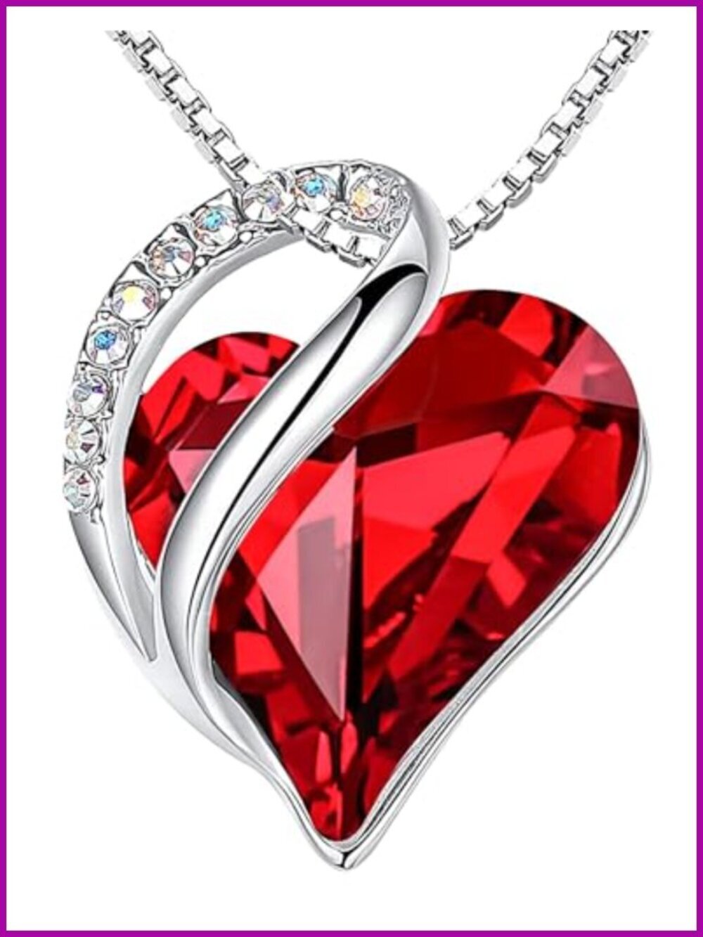 Silver Plated Birthstone Heart Pendant Necklace with Infinity Symbol, 18"+2"